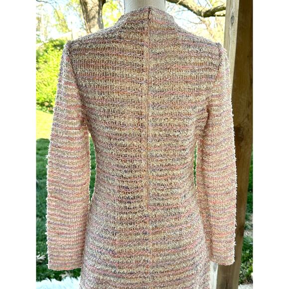 St John Long-sleeved Tweed Midi‎ Dress In Pink Size 8 $2157 - Picture 8 of 12